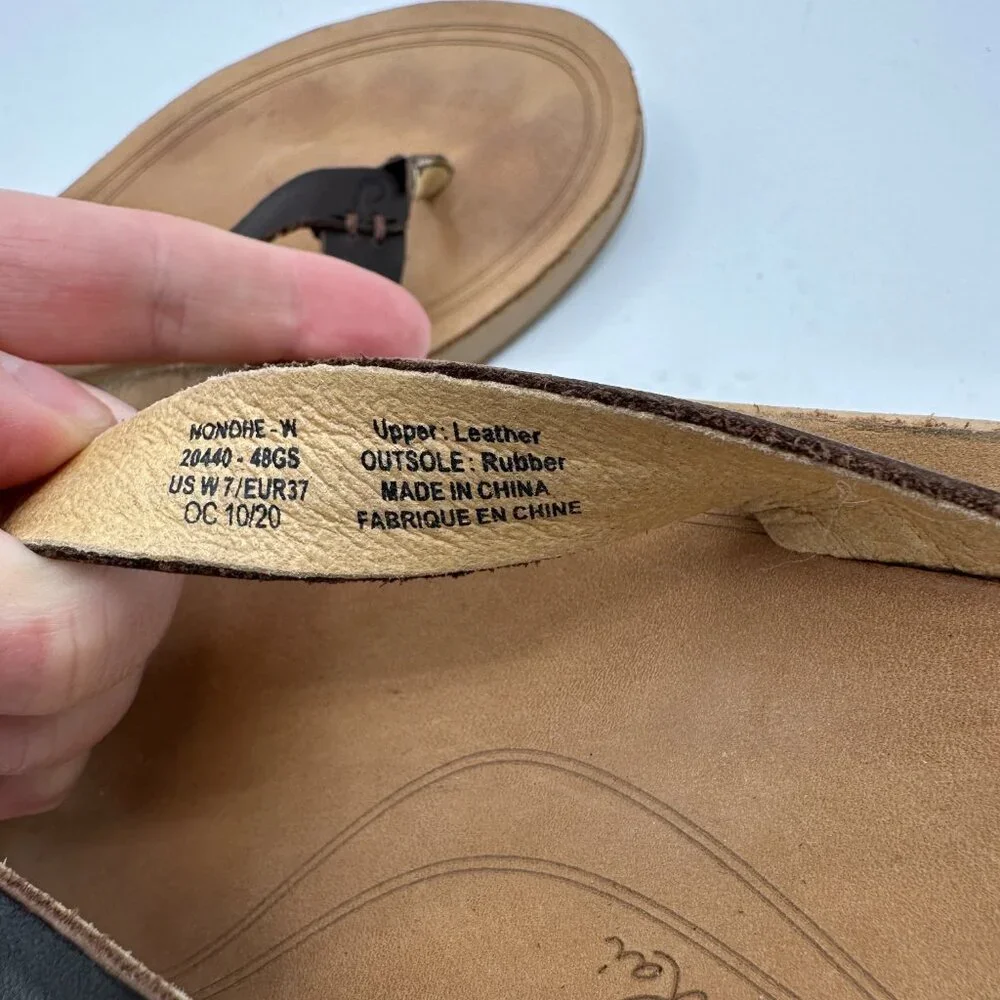 OluKai Nonohe Java Brown Leather Sandals Women's 7 - Picture 6 of 6